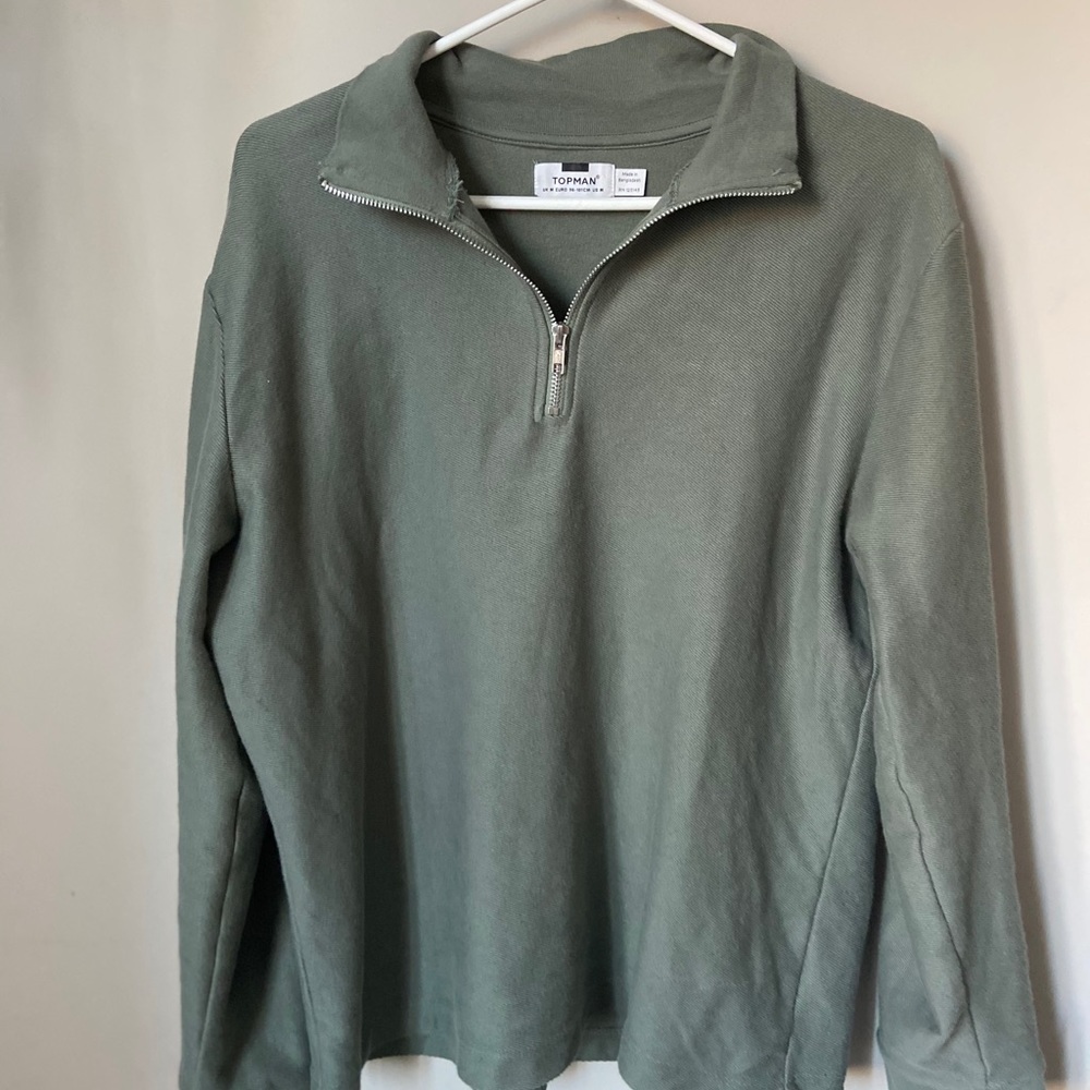 TOPMAN Olive 1/4 zip pullover
